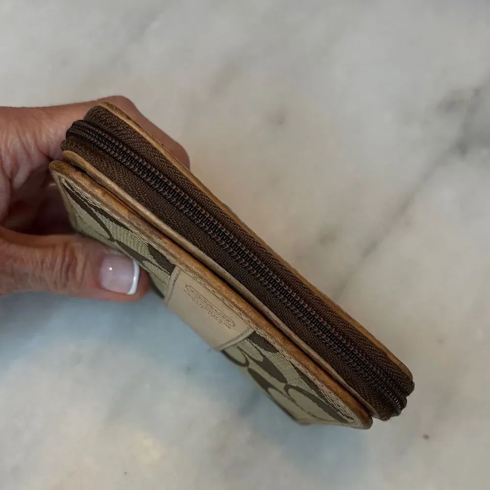 Coach Wallet Y2K Jacquard Signature Logo Canvas Striped Compact Wallet